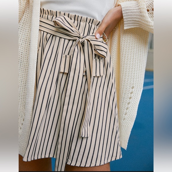 Cupshe Black and Cream Striped Mini Skirt - Picture 4 of 6